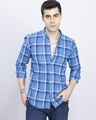 Shop Men's Blue Portrait Checked Slim Fit Shirt-Full