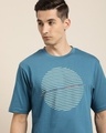 Shop Men's Blue Printed Oversized T-shirt-Front