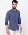 Shop Men's Blue Printed Slim Fit Shirt-Design