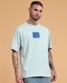 Shop Men's Blue Puff Printed Oversized Acid Wash T-shirt-Full