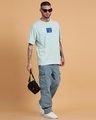 Shop Men's Blue Puff Printed Oversized Acid Wash T-shirt