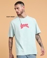 Shop Men's Blue Puff Printed Oversized Acid Wash T-shirt-Design