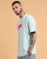 Shop Men's Blue Puff Printed Oversized Acid Wash T-shirt-Full