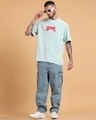 Shop Men's Blue Puff Printed Oversized Acid Wash T-shirt