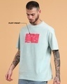 Shop Men's Blue Puff Printed Oversized Acid Wash T-shirt-Design