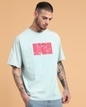 Shop Men's Blue Puff Printed Oversized Acid Wash T-shirt-Full