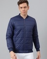 Shop Men's Blue Puffer Jacket-Front