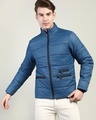 Shop Men's Blue Puffer Jacket-Front