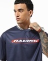 Shop Men's Blue Racing Typography Oversized T-shirt