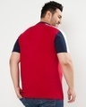 Shop Men's Blue & Red Color Block Plus Size Henley T-shirt-Design