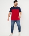 Shop Men's Blue & Red Color Block Plus Size Henley T-shirt-Full