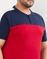 Shop Men's Blue & Red Color Block Plus Size Henley T-shirt