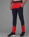 Shop Men's Blue & Red Color Block Relaxed Fit Track Pants-Full