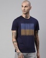 Shop Men's Blue Regular Fit Printed T-shirt-Front