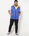 Shop Men's Yellow & Blue Sleeveless Plus Size Reversible Puffer Jacket-Full