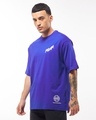 Shop Men's Blue Roaring Beast Graphic Printed Oversized T-shirt-Full