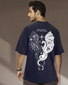 Shop Men's Blue Seek Balance Graphic Printed Oversized T-shirt-Front