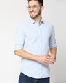 Shop Men's Blue Seersucker Slim Fit Casual Shirt-Front