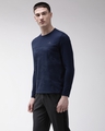 Shop Men's Blue Self Design Slim Fit T-shirt-Full
