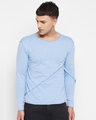 Shop Men's Blue Self Design Slim Fit T-shirt-Full