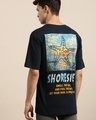 Shop Men's Blue Shoresie Graphic Printed Oversized T-shirt-Front