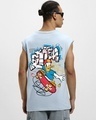 Shop Men's Blue Skater Donald Graphic Printed Oversized Vest-Design