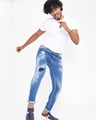 Shop Men's Blue Skinny Fit Distressed Jeans