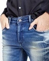 Shop Men's Blue Skinny Fit Distressed Jeans-Full