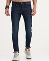 Shop Men's Blue Skinny Fit Jeans-Front