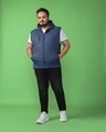 Shop Men's Blue Sleeveless Plus Size Puffer Jacket-Full