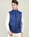 Shop Men's Blue Sleeveless Puffer Jacket-Front