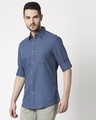 Shop Men's Blue Slim Fit Casual Melange Shirt-Design