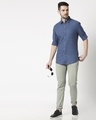 Shop Men's Blue Slim Fit Casual Melange Shirt