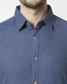 Shop Men's Blue Slim Fit Casual Melange Shirt