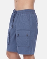 Shop Men's Blue Slim Fit Cotton Shorts-Full