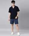 Shop Men's Blue Slim Fit Cotton Shorts-Full