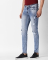 Shop Men's Blue Slim Fit Distressed Jeans-Full
