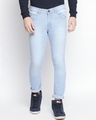 Shop Men's Blue Slim Fit Faded Jeans-Front
