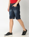Shop Men's Blue Slim Fit Faded Shorts-Full