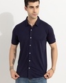 Shop Men's Blue Slim Fit Shirt-Front