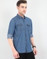 Shop Men's Blue Slim Fit Shirt-Design