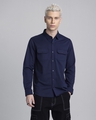 Shop Men's Blue Slim Fit Shirt-Front