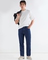 Shop Men's Blue Slim Straight Fit Stretchable Mid-Rise Jeans-Full