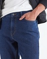 Shop Men's Blue Slim Straight Fit Stretchable Mid-Rise Jeans
