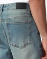 Shop Men's Blue Slim Straight Fit Stretchable Washed Mid-Rise Jeans