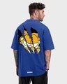 Shop Men's Blue Smiling Cat Graphic Printed Oversized T-shirt-Design