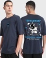 Shop Men's Blue Space Man Graphic Printed Oversized T-shirt-Front