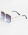 Shop Men's Blue Square Polarised Lens Sunglasses-Full