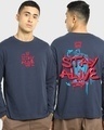 Shop Men's Blue Stay Alive Typography Oversized T-shirt-Front