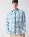 Shop Men's Blue Stay Wild Checked Oversized Shirt-Front